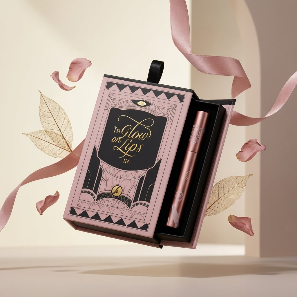 THE GLOW ON LIPS – Pink & Gold Box (Upside Displayed)